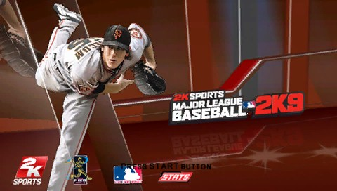 Major League Baseball 2K9 title screen for PSP